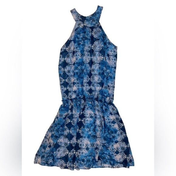 GUESS Halter Neck A-Line Tiered Flow Flippy Fit&Flare Lined chiffon Dress Sz 10 - Picture 1 of 14